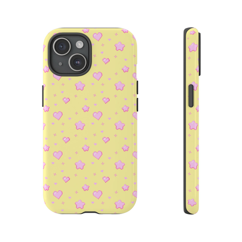 Pink Pixel Hearts and Stars Phone Case