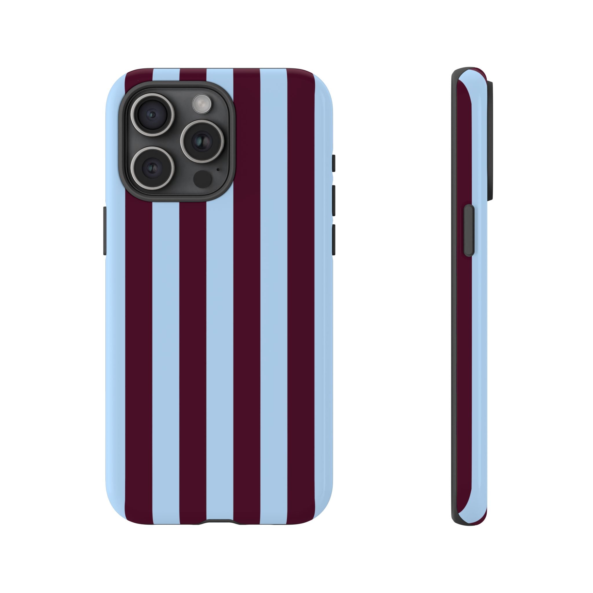 Maroon and Sky Blue Vertical Stripes Phone Case