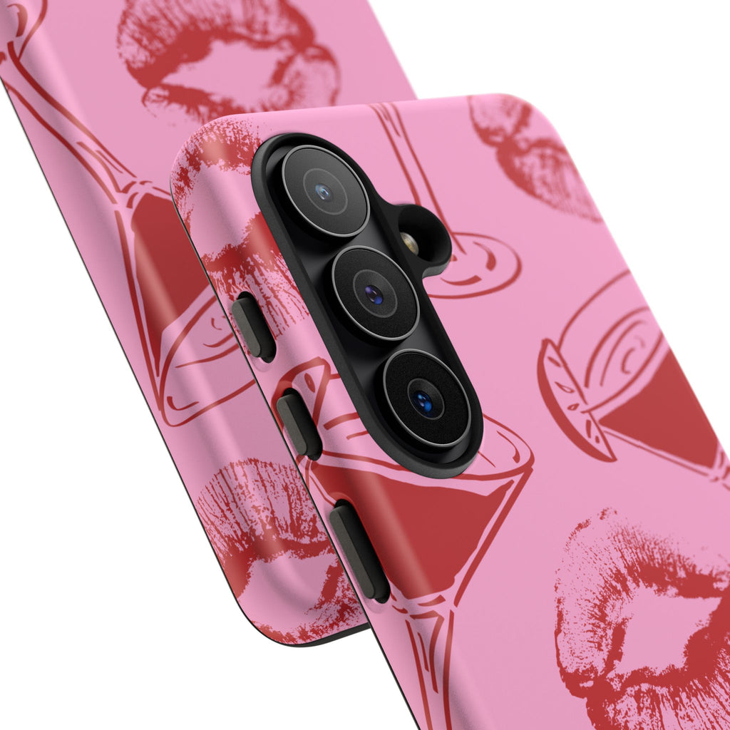 Pink Cocktail & Kiss Pattern Phone Case