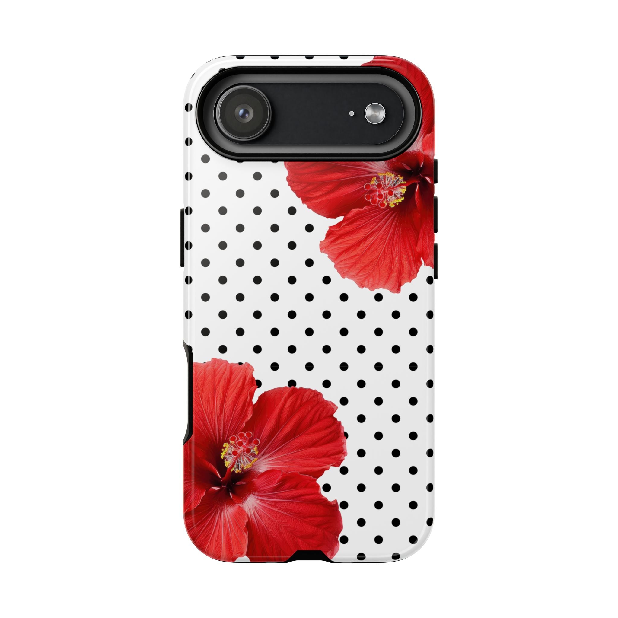 Red Hibiscus Polka Dot Phone Case