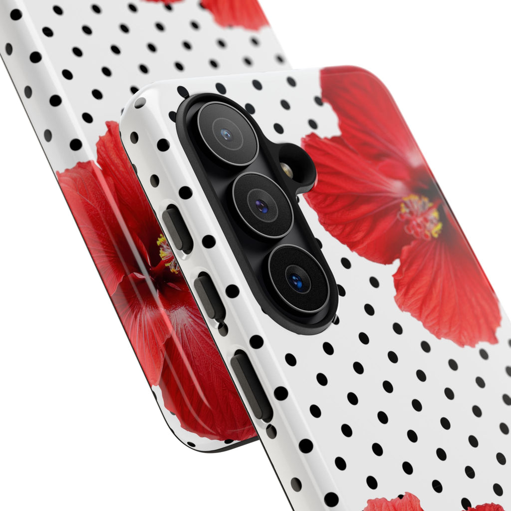 Red Hibiscus Polka Dot Phone Case