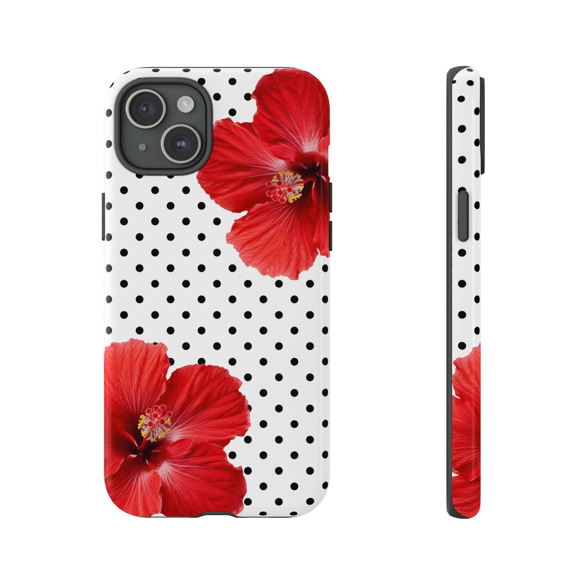 Red Hibiscus Polka Dot Phone Case