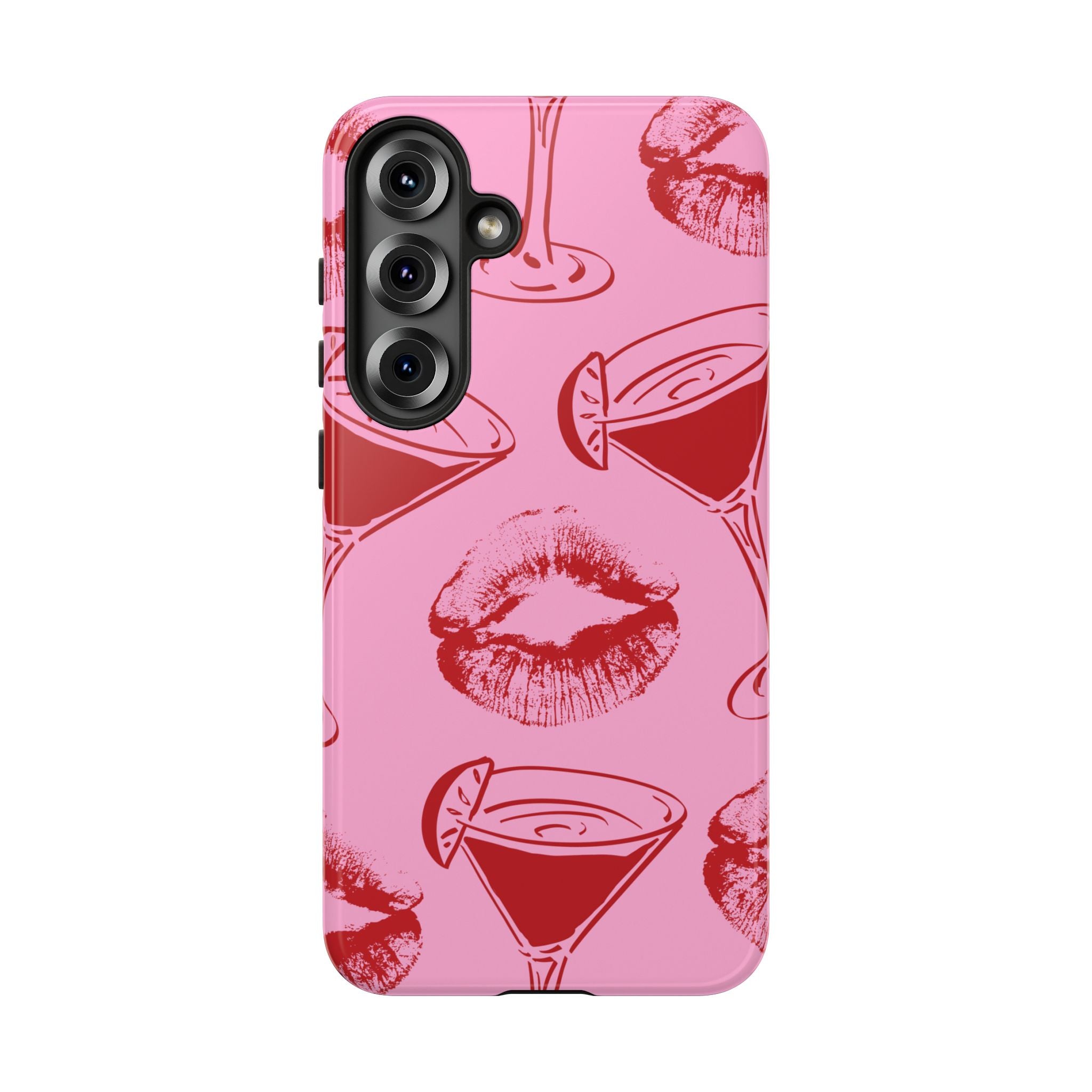 Pink Cocktail & Kiss Pattern Phone Case