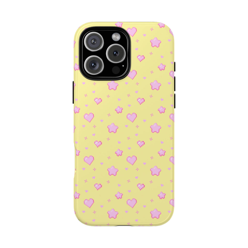 Pink Pixel Hearts and Stars Phone Case