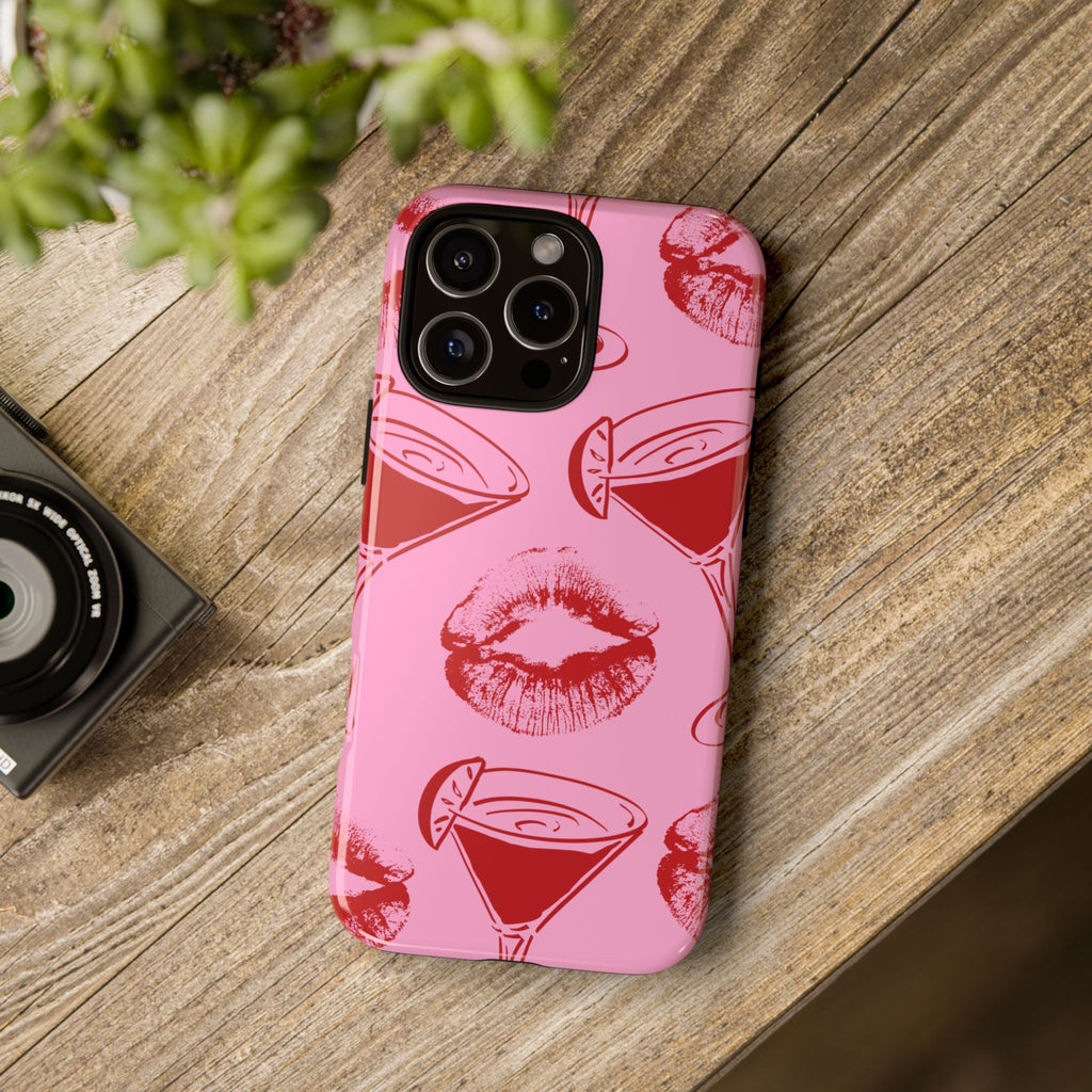 Red Lipstick & Martini Pattern Phone Case