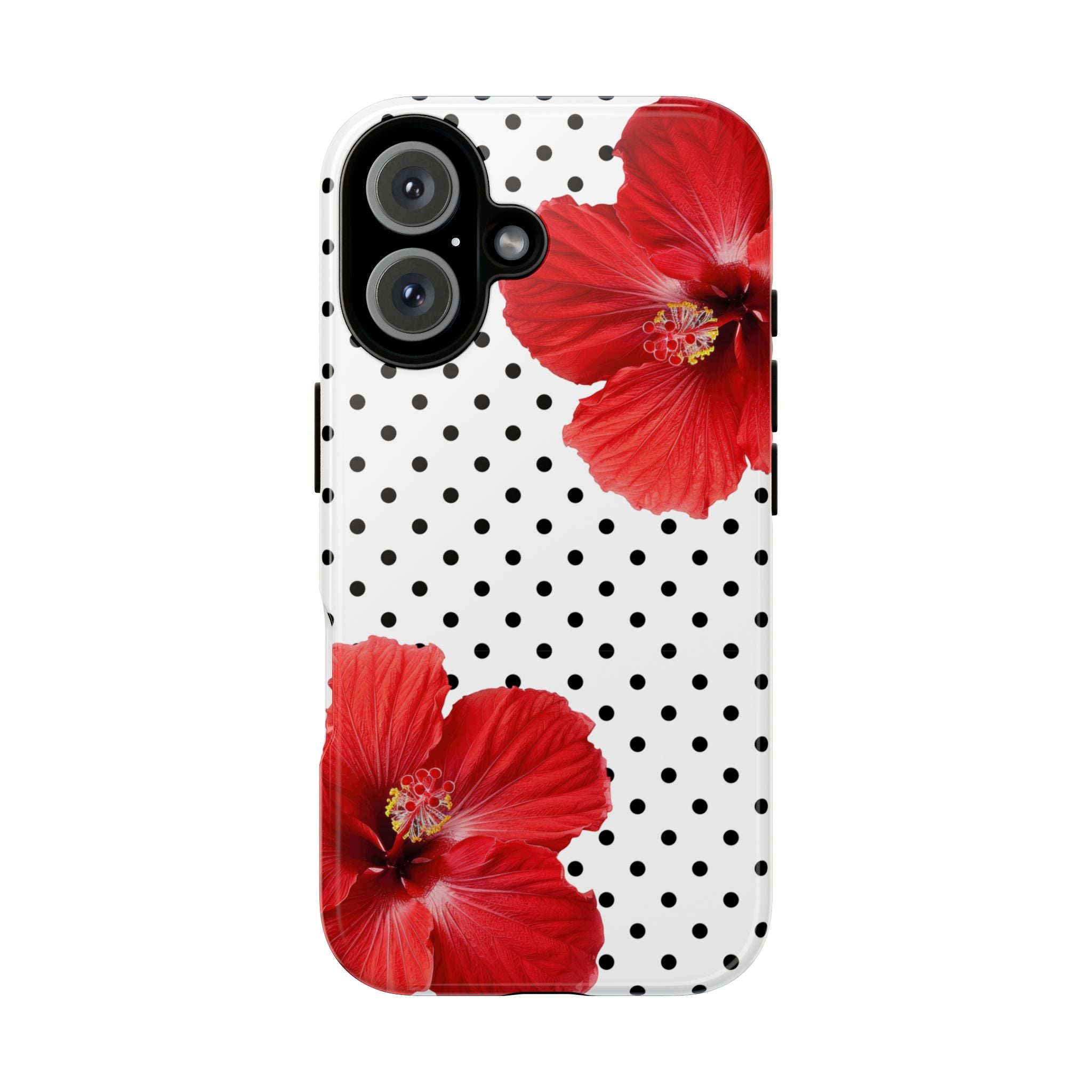 Red Hibiscus Polka Dot Phone Case