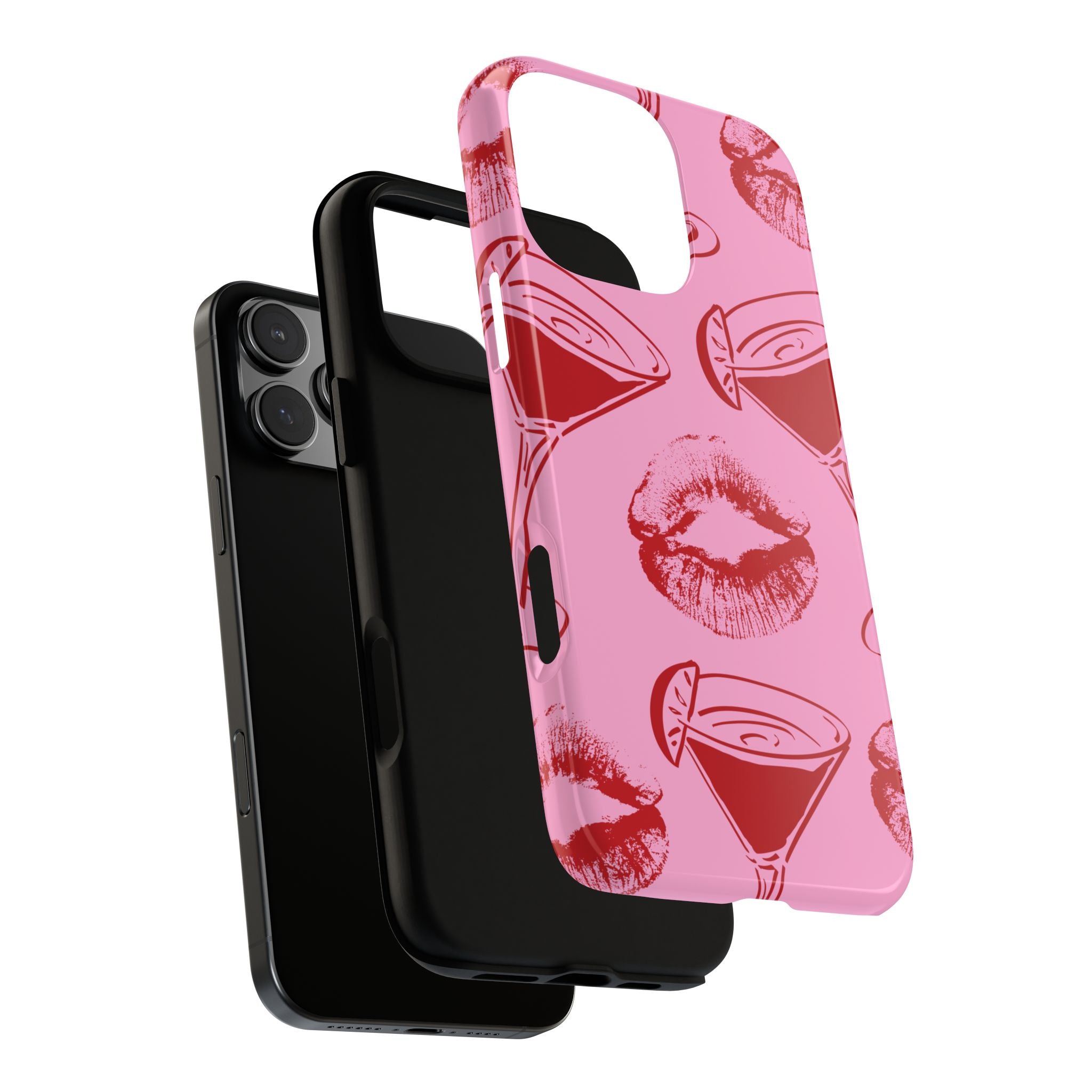 Red Lipstick & Martini Pattern Phone Case
