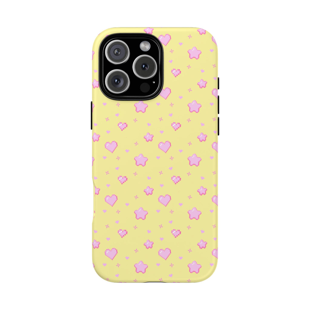 Pink Pixel Hearts and Stars Phone Case