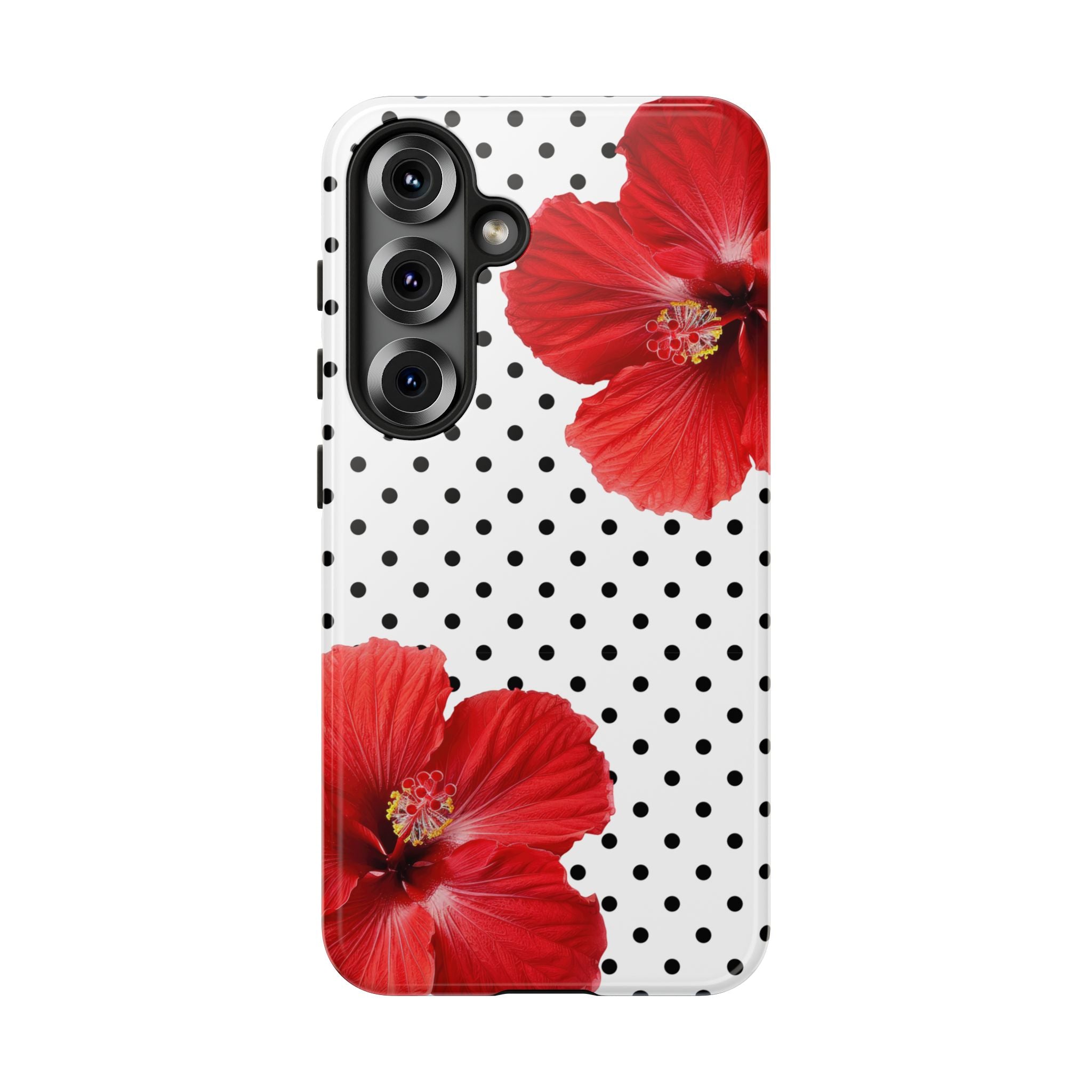 Red Hibiscus Polka Dot Phone Case