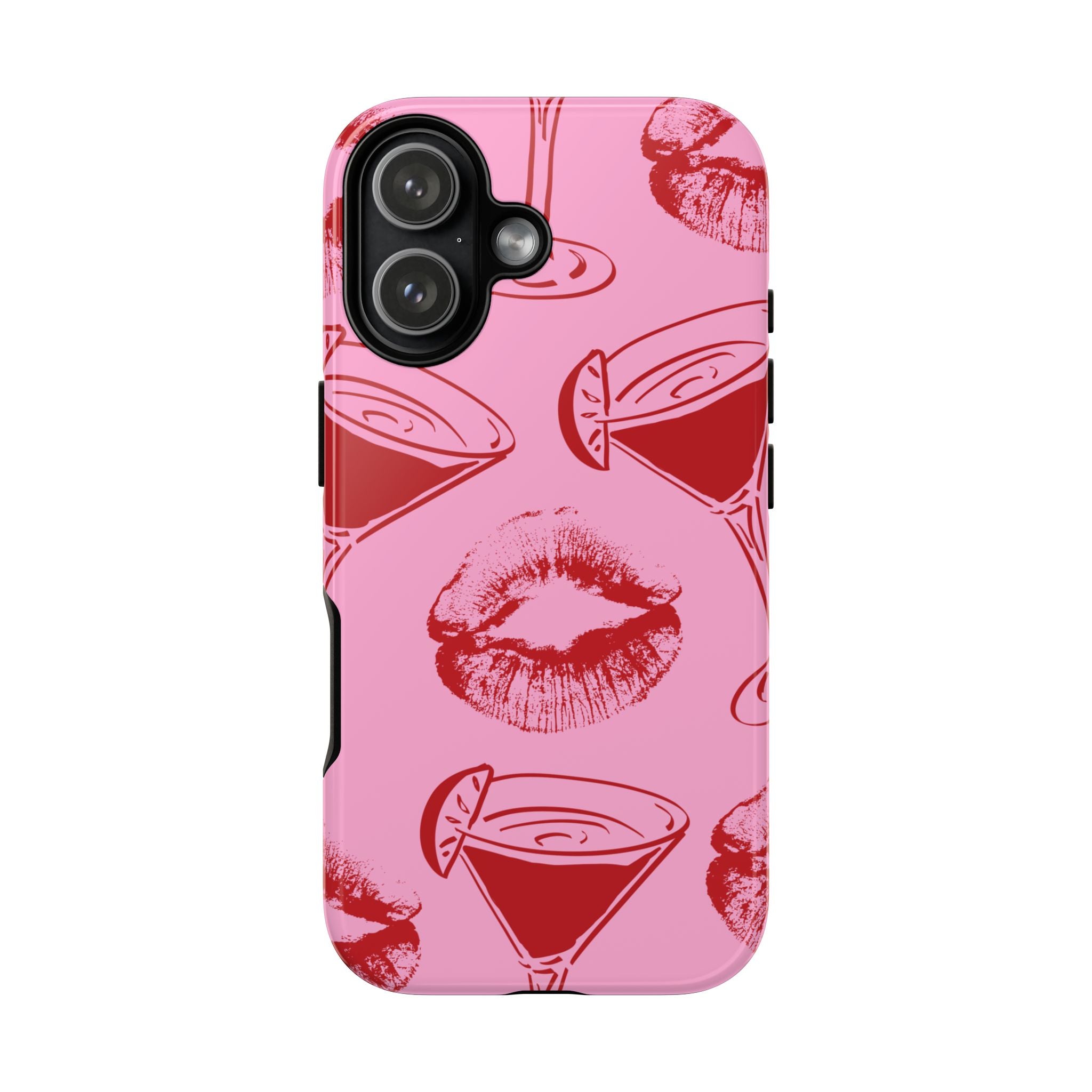 Red Lipstick Kiss & Martini Phone Case