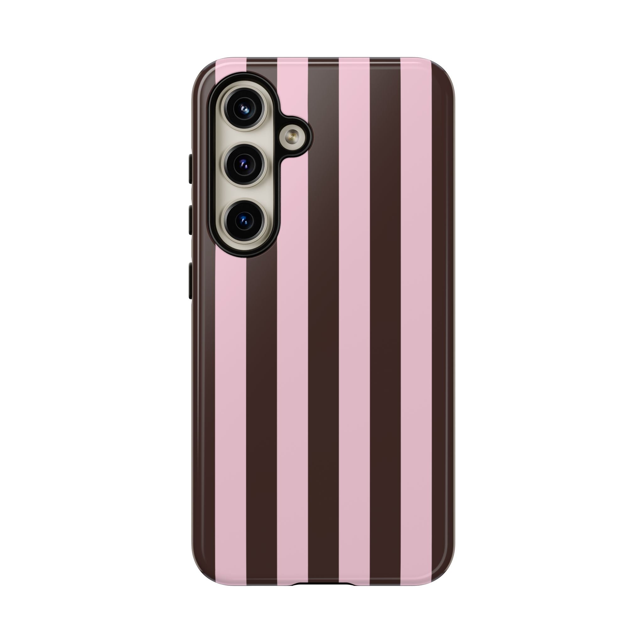 Pink & Brown Vertical Stripe Phone Case