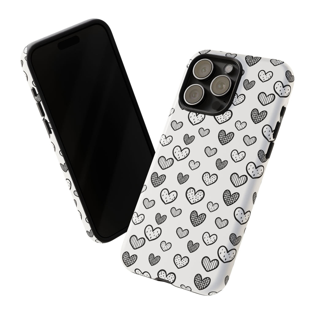 Black & White Hearts Phone Case