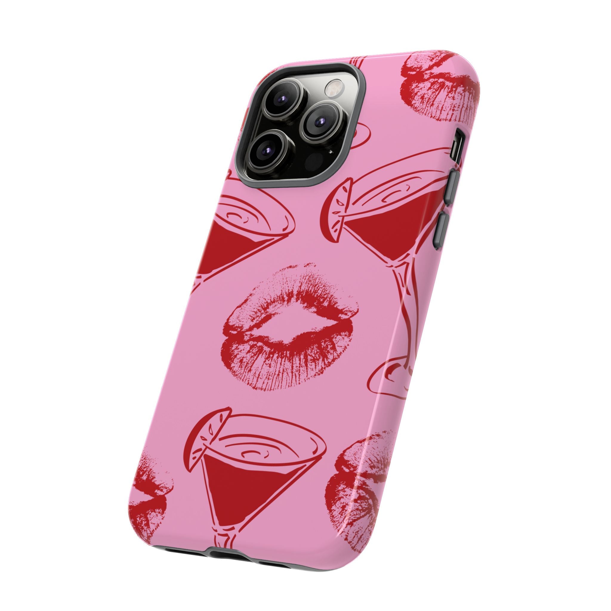Red Lipstick Kiss & Martini Phone Case
