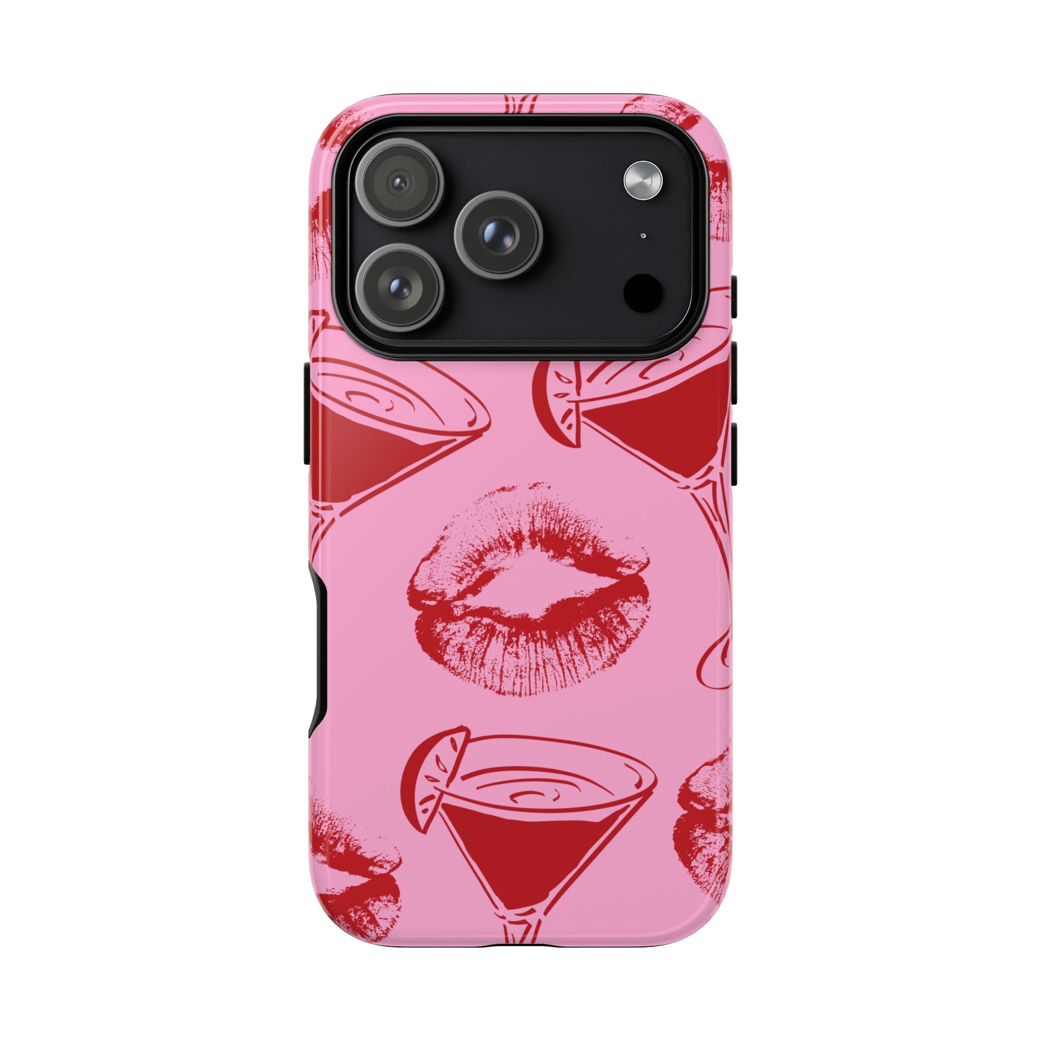 Red Lipstick Kiss & Martini Phone Case