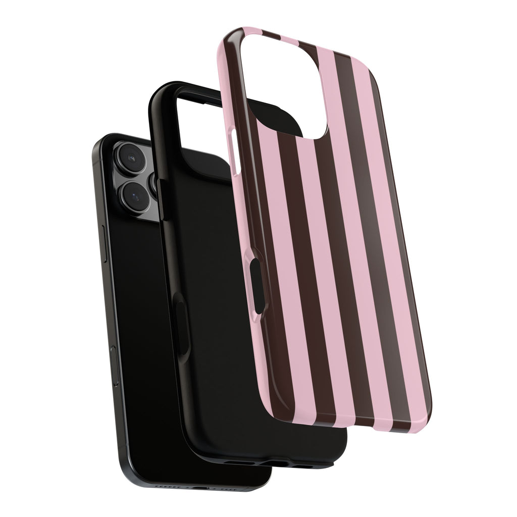 Pink and Brown Stripe Phone Case