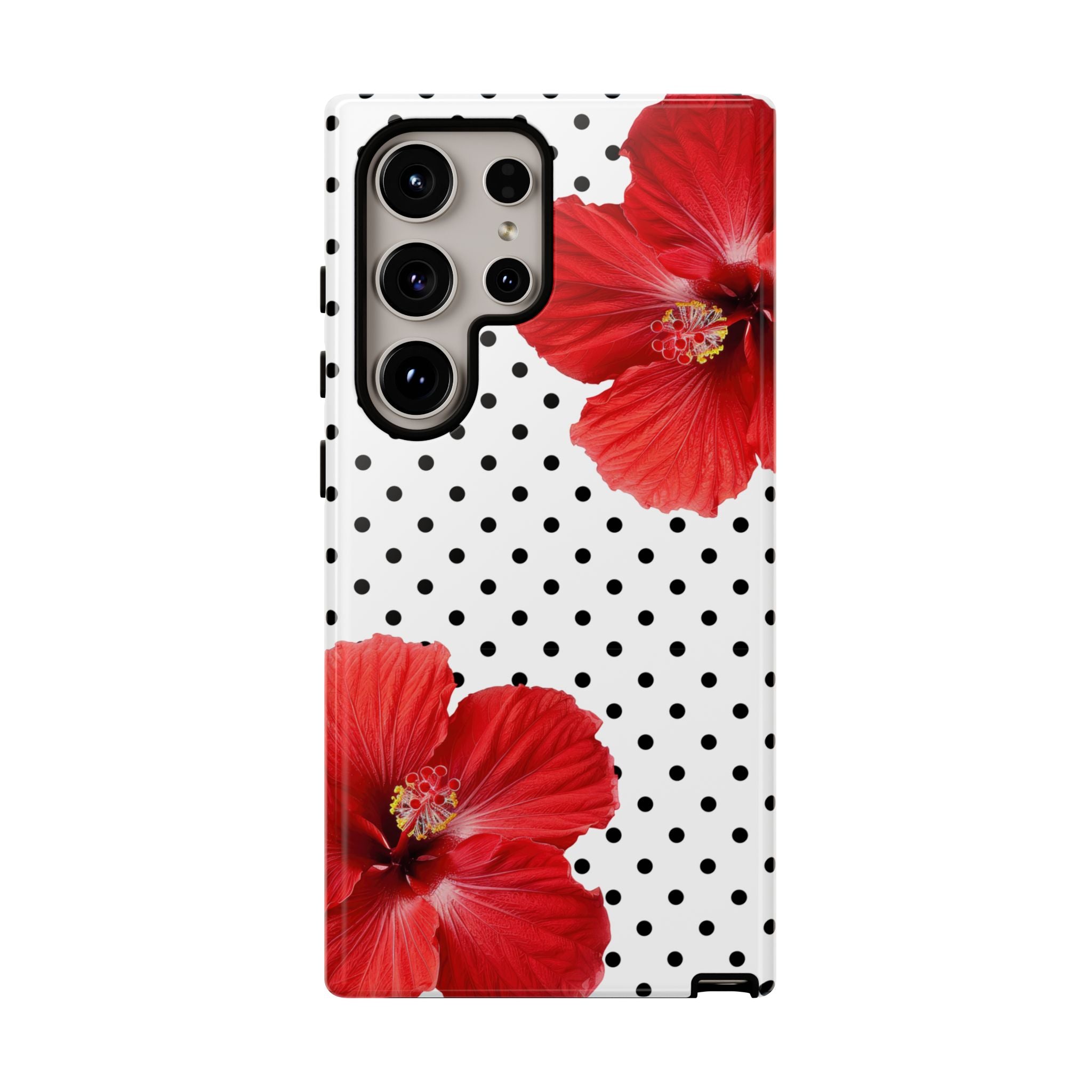 Red Hibiscus Polka Dot Phone Case