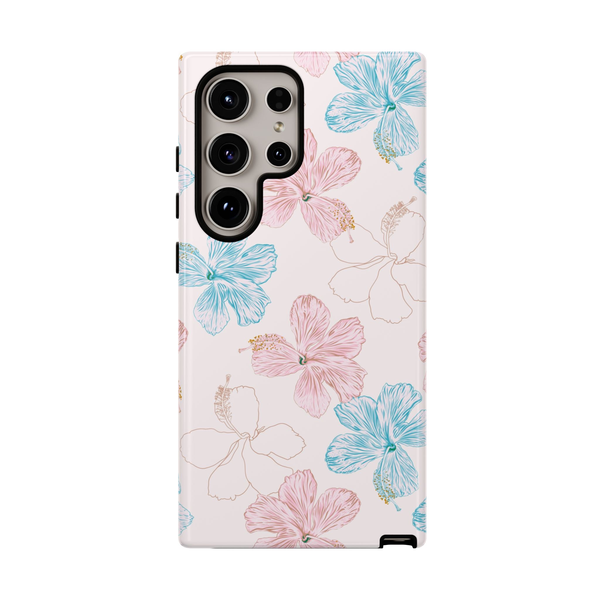 Pink & Blue Hibiscus Phone Case