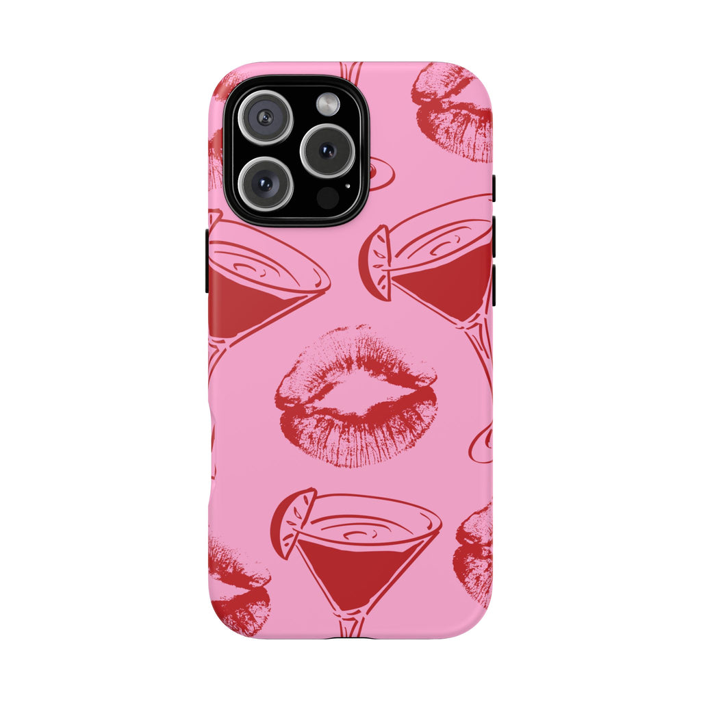Red Lipstick & Martini Pattern Phone Case