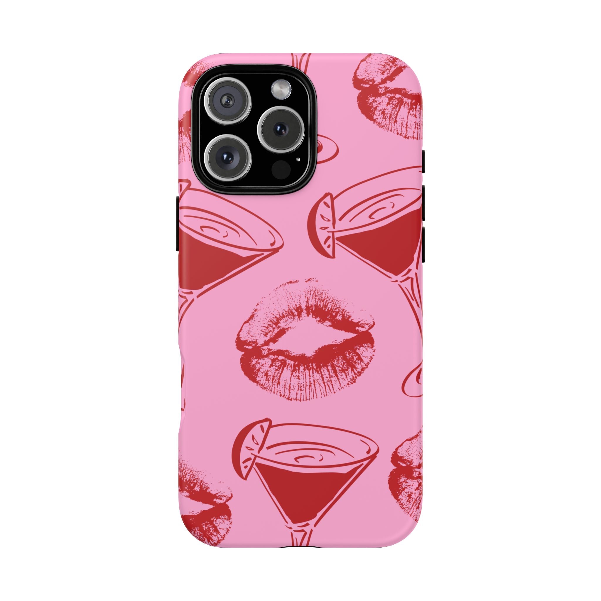 Red Lipstick & Martini Pattern Phone Case