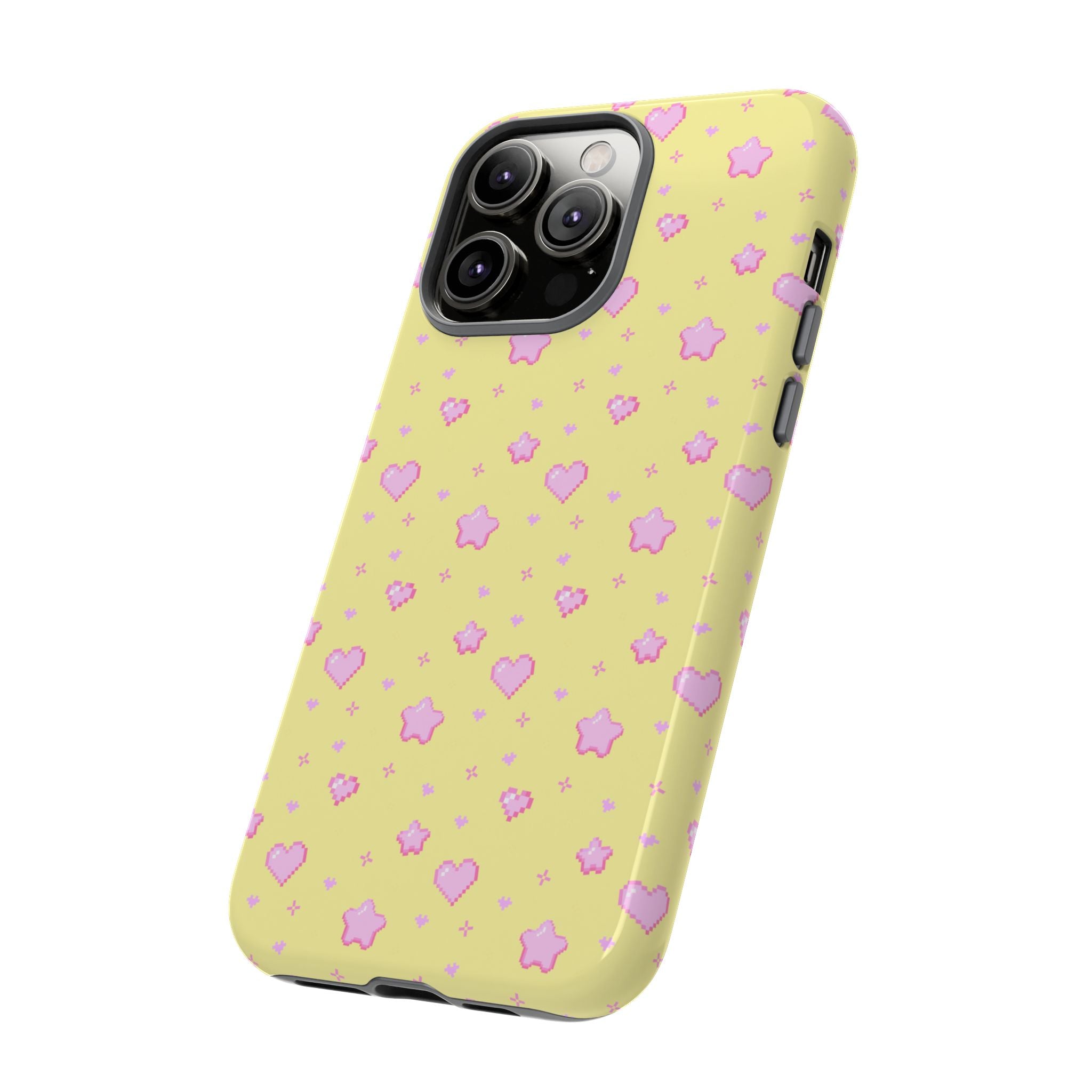 Pink Pixel Hearts and Stars Phone Case