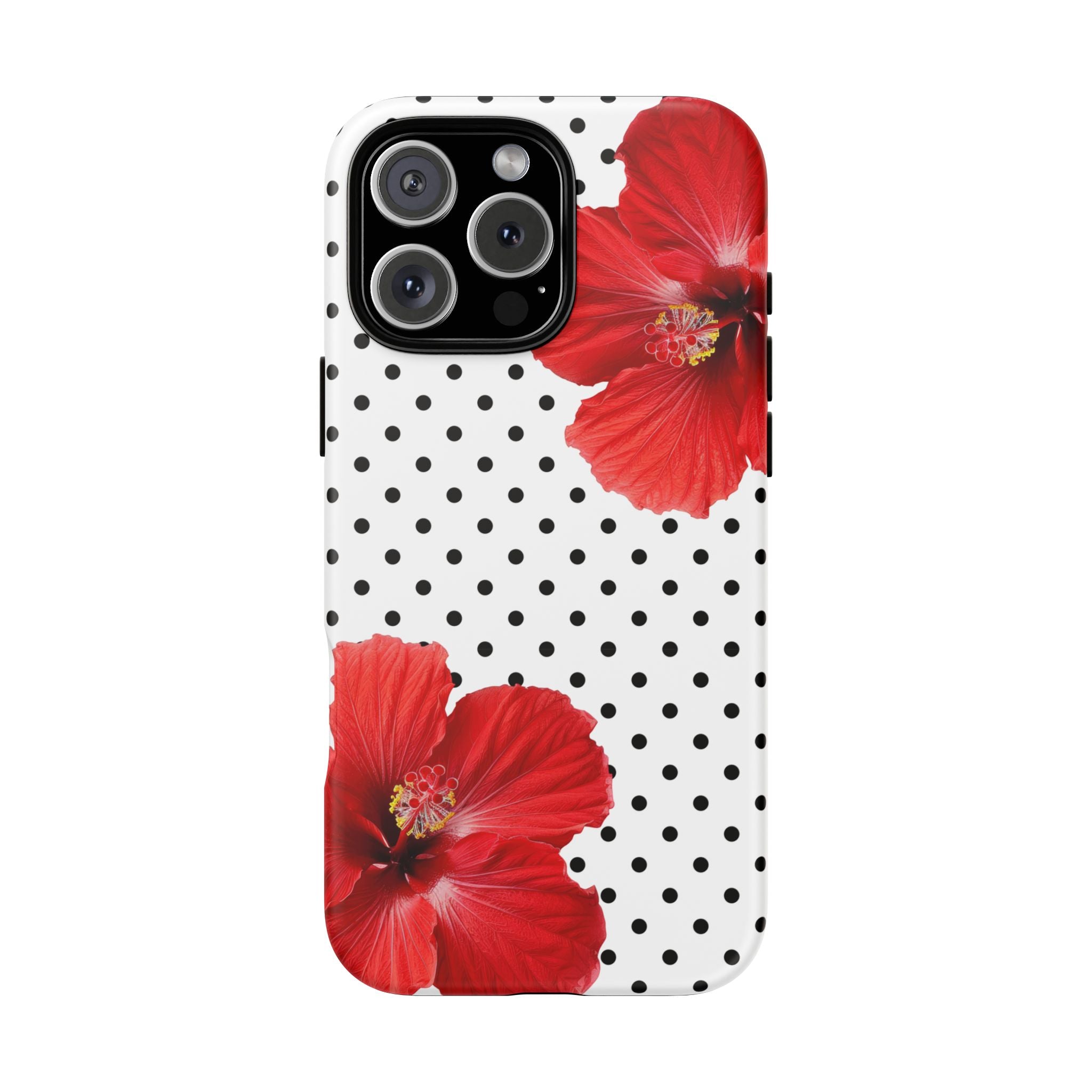 Red Hibiscus Polka Dot Phone Case