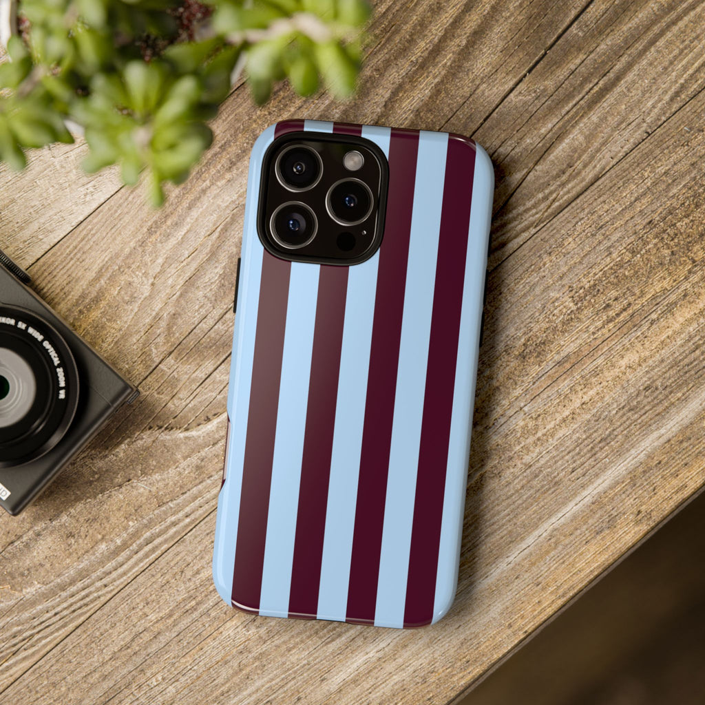 Maroon and Sky Blue Stripes Phone Case
